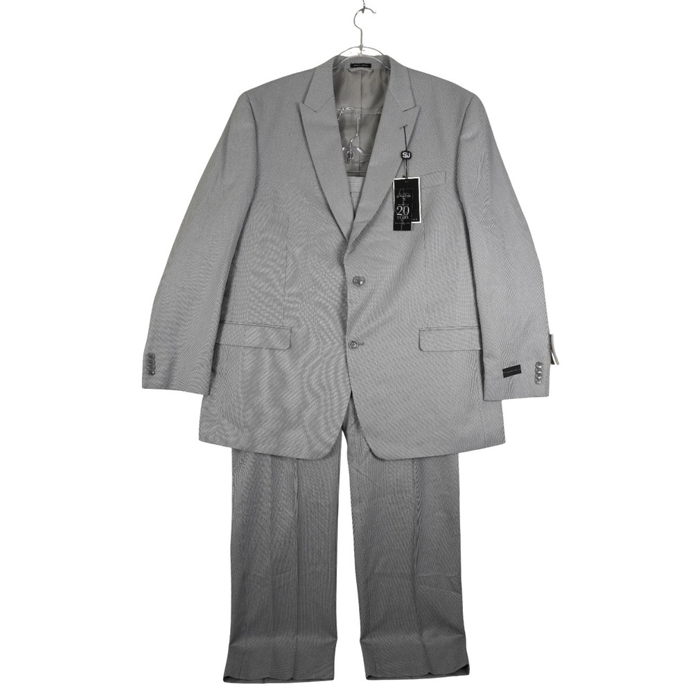 Sean John 2pc Full Suit Grey Men's 46L Peaked Lapel Pants 37x31 Pleated NWT